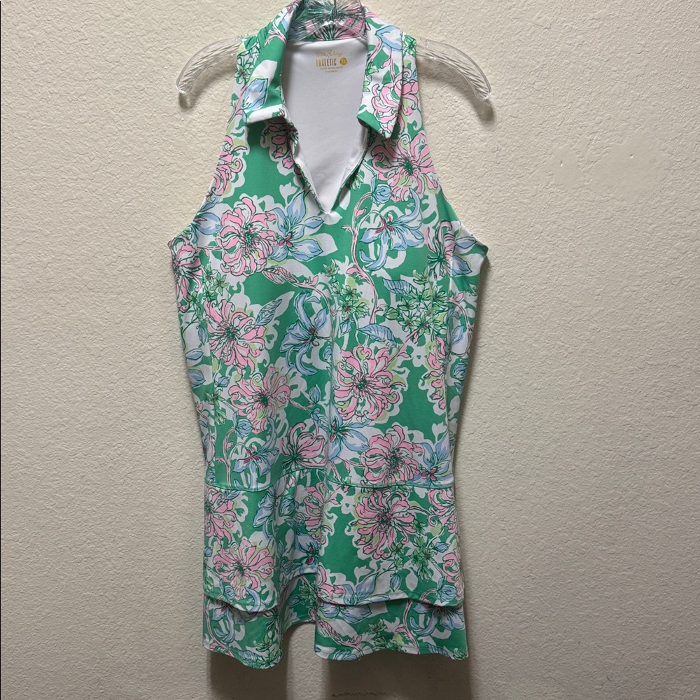 Lilly Pulitzer UPF 50+ Luxletic Dania Dress in Spearmint Blossom Views XL - Picture 2 of 7